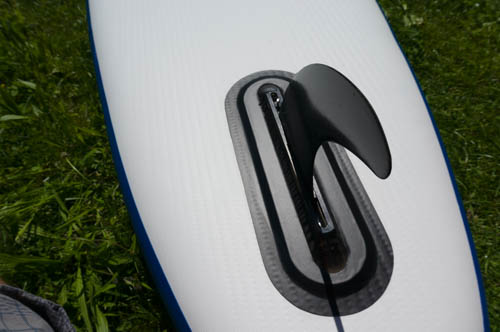 Fin in US Finbox on a stand up paddle board