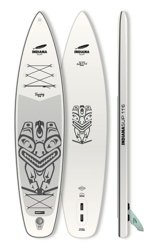 Indiana Paddle & Surf Inflatable SUP-Board »Indiana 11'6 Family Pack GREY«, Longboard, (Set)